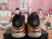Bronze and Black High-Top Basketball Sneakers