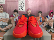 Red Basketball Sneakers with Sculpted Side Panels