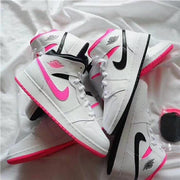 Jordan 1 Valentine's Day Mid Sneakers White Pink Black