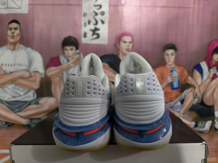 Nike White and Blue Basketball Sneakers