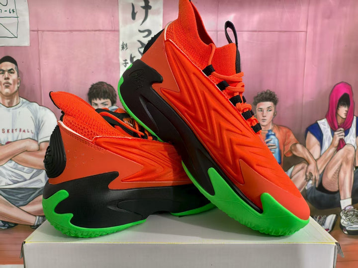 Orange and Green Basketball Sneakers