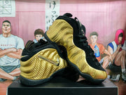 Nike Gold and Black Foamposite Basketball Sneakers