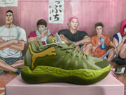 Green Basketball Sneakers with Sculpted Sole