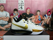 Nike White Black Gold Basketball Sneakers