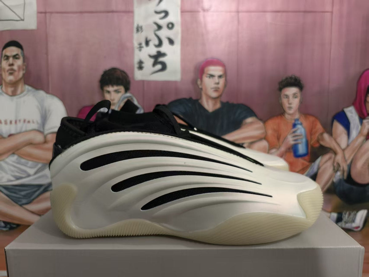 White and Black Sculpted Sole Sneakers