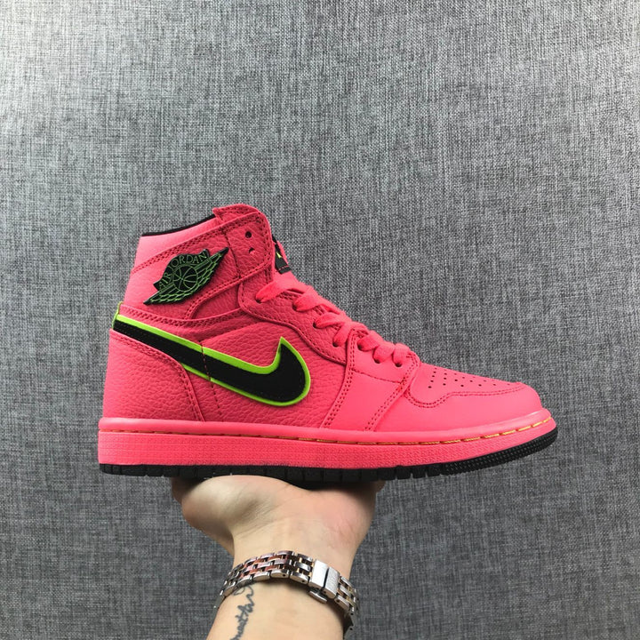 Jordan 1 Mid Hot Punch Black Volt Sneakers AQ9131-600