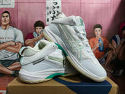 ASICS White Basketball Shoes with Mint Green Accents