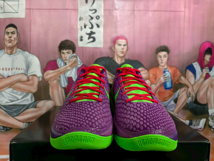 Nike Purple and Green Zoom Basketball Sneakers