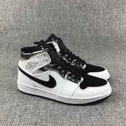 Jordan Air Jordan 1 Mid White Black Metallic Silver Sneakers