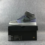 Jordan 1 Mid Gray Purple Sneakers 852842-203