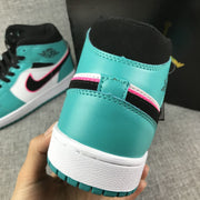 Jordan 1 Mid South Coast Teal White Sneakers 852542-306
