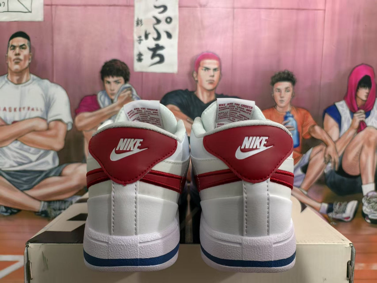 Nike White and Red Low-Top Sneakers