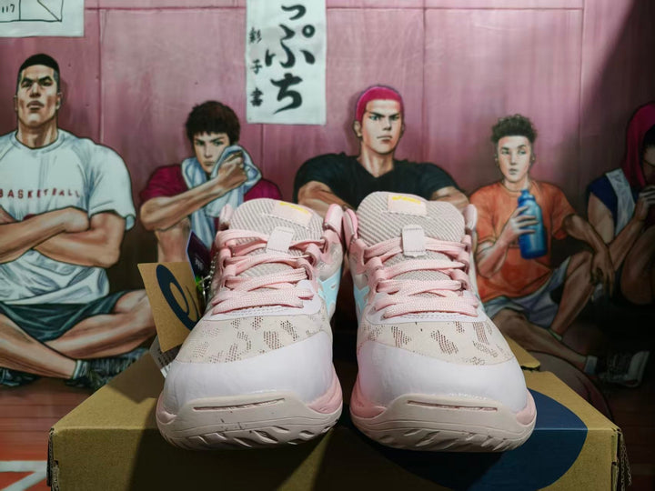 ASICS Basketball Shoes in Pink and White