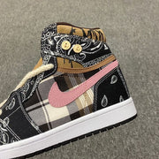 Jordan 1 Mid Paisley Sneakers Black Brown Pink