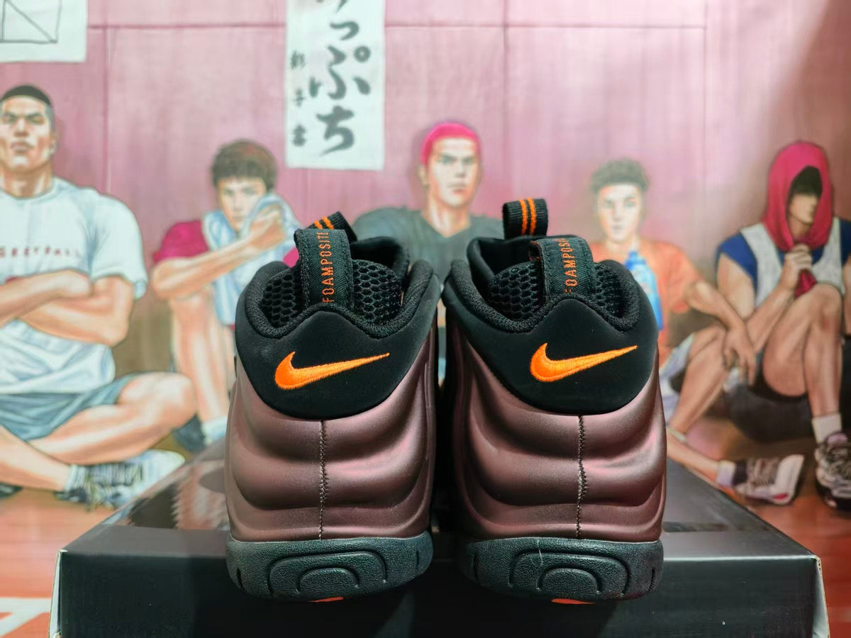 Nike Foamposite Sneakers Brown Black with Orange Details