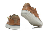 Brown Low-Top Lace-Up Sneakers with Contrast Toe Cap