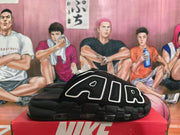 Nike Air More Uptempo Black White Slides