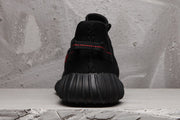 Yeezy 350 V2 Black Sneakers with Red Detail