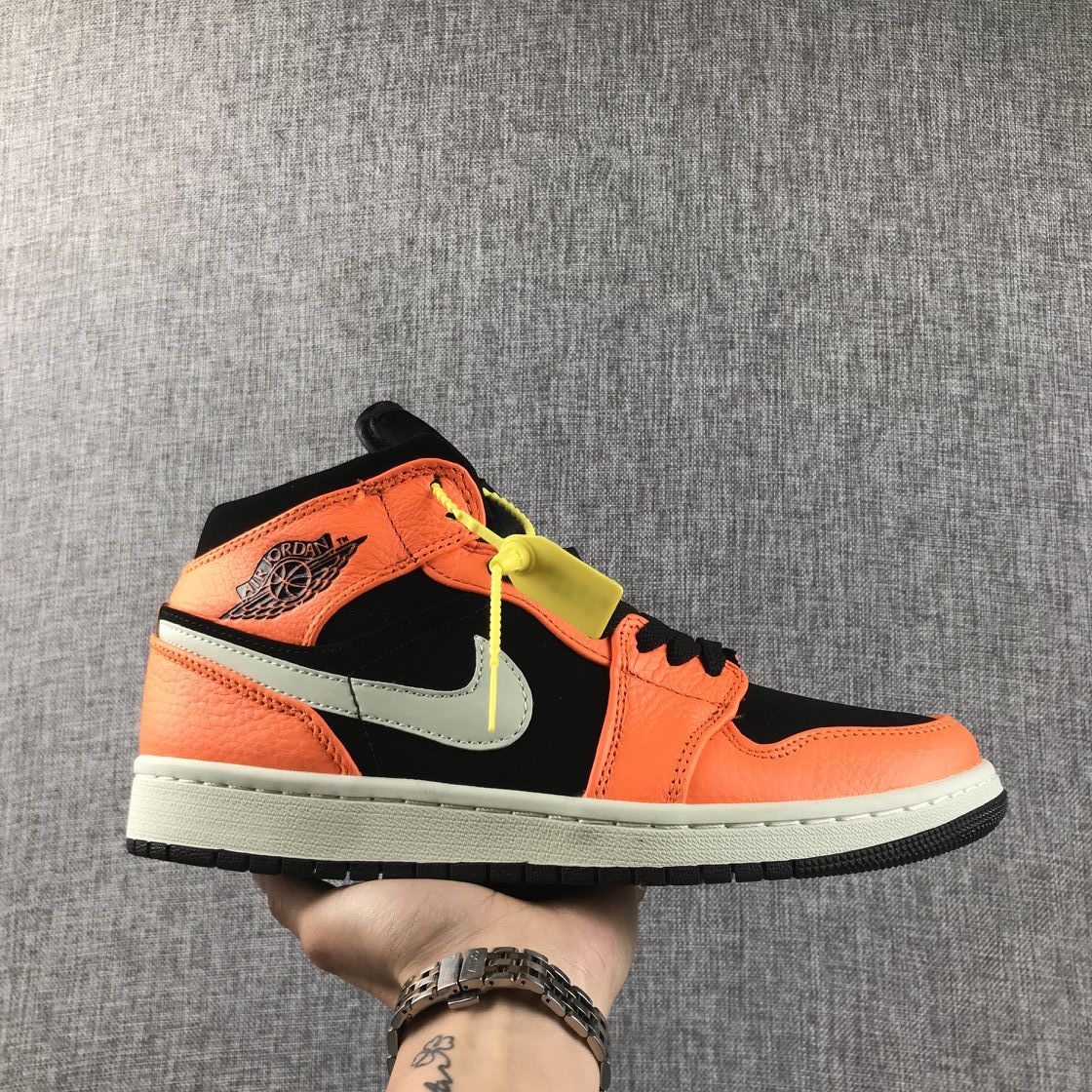 Jordan Air Jordan 1 Mid Orange Black Sneakers