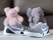 Nike Kobe 9 Low Basketball Shoes, Grey and White
