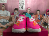 Pink Basketball Shoes with Metallic Gold Accents