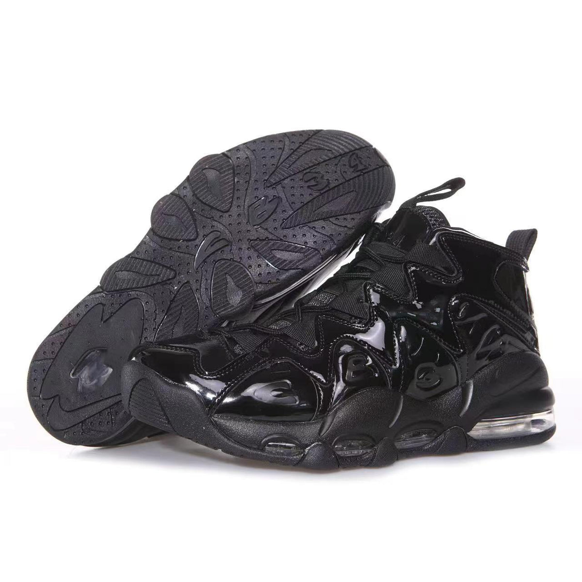 Black Glossy High-Top Sneakers