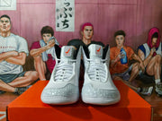 Nike Wrestling Shoes, White and Gray with Orange Accents