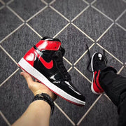 Jordan 1 High Black Red Patent Leather Sneakers