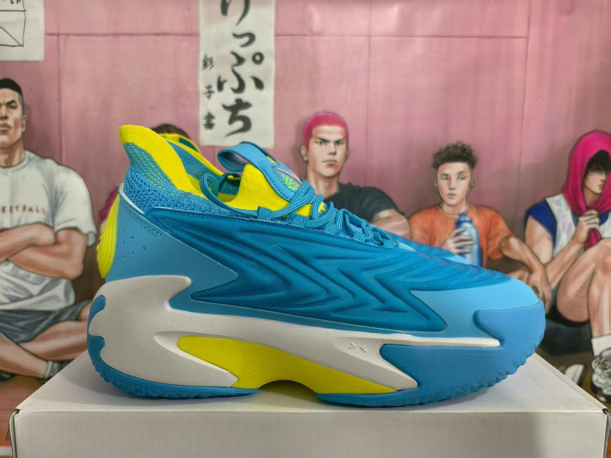 AE1 Low Basketball Shoes in Blue, White and Yellow