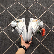 Air Jordan 1 High Grey White Off-White Style Sneakers