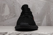 Yeezy 350 V2 Black Sneakers with Red Detail